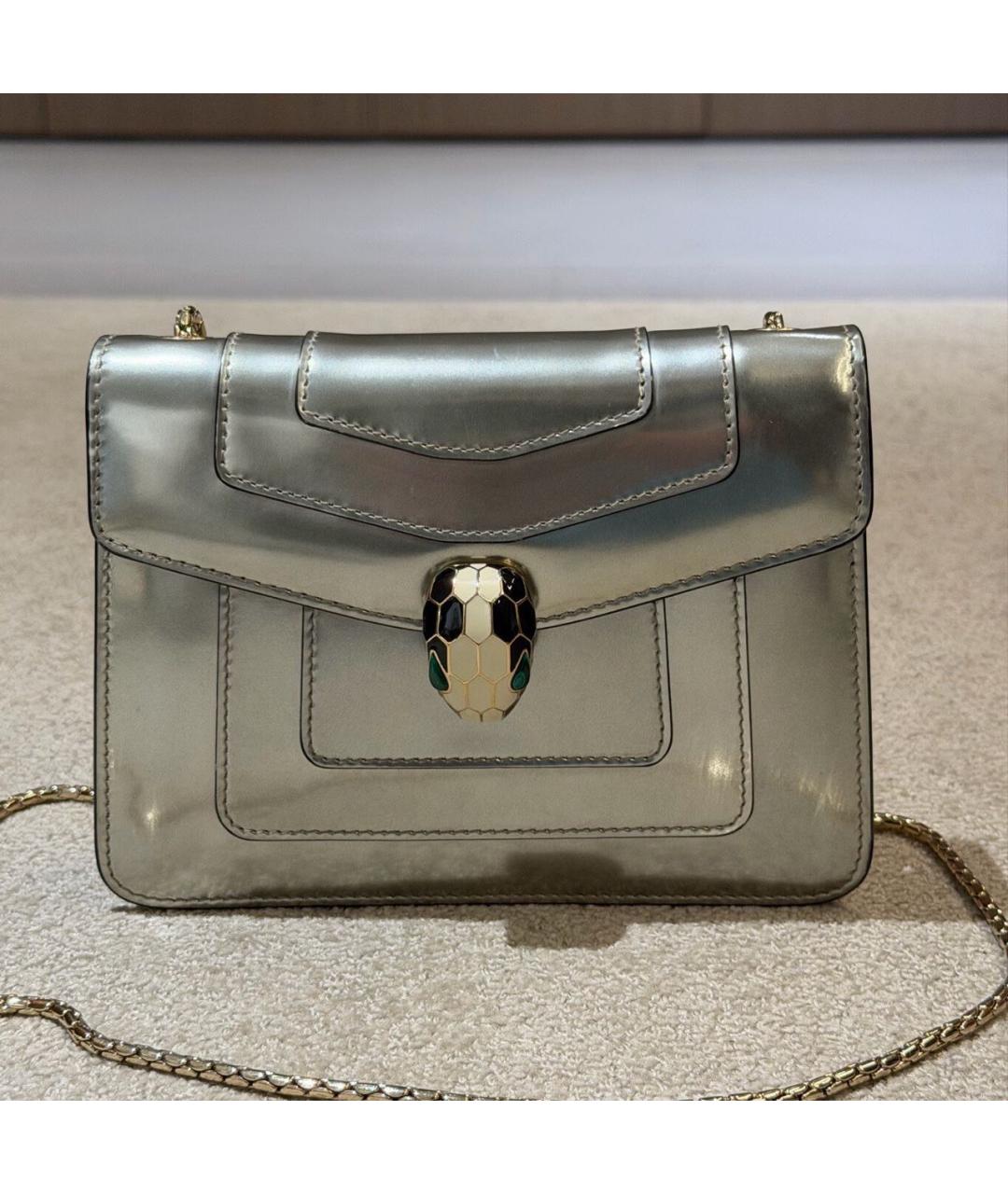 BVLGARI Серебряная кожаная сумка через плечо, фото 2