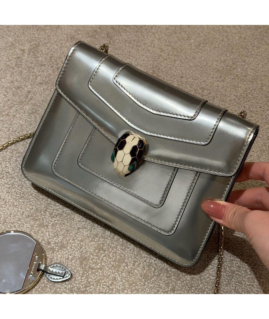 BVLGARI Серебряная кожаная сумка через плечо, фото 5