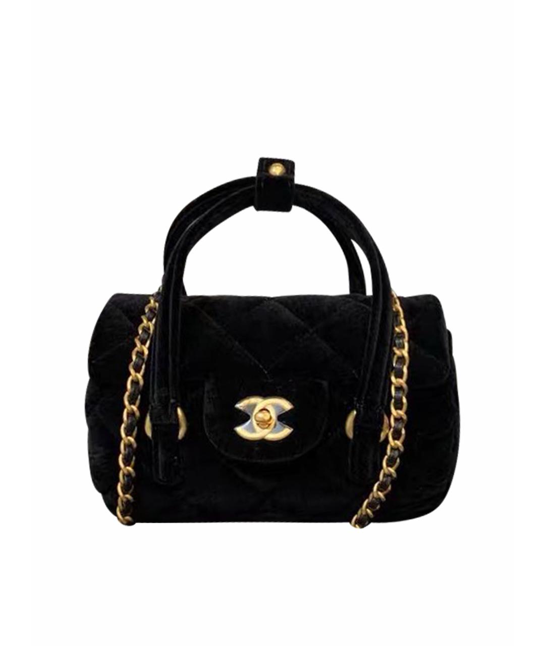 CHANEL Черная бархатная сумка с короткими ручками, фото 1
