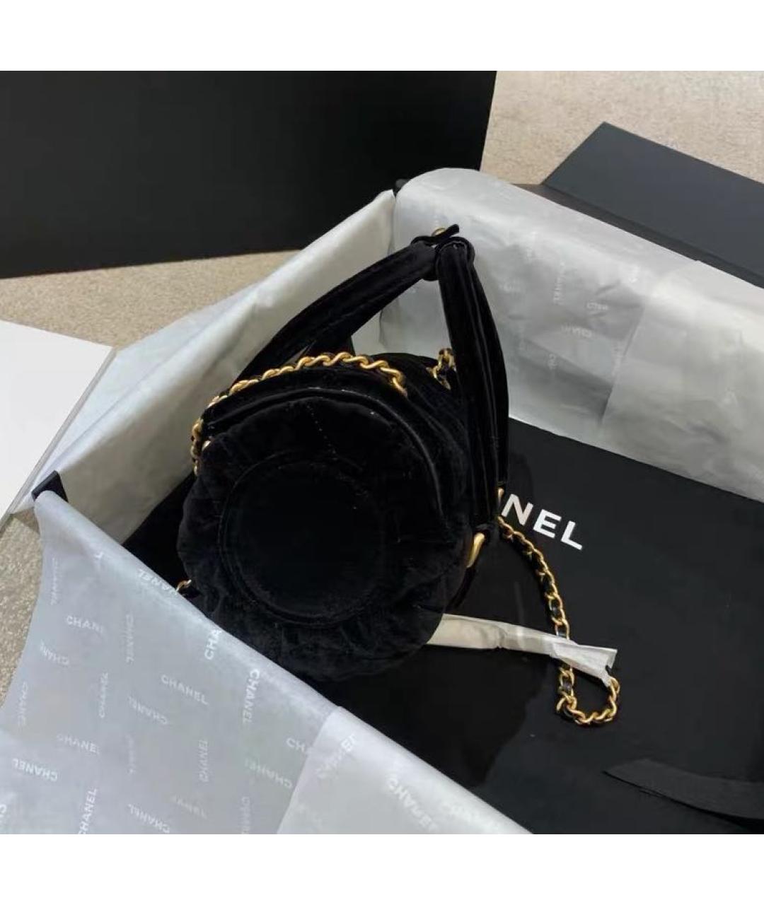 CHANEL Черная бархатная сумка с короткими ручками, фото 3