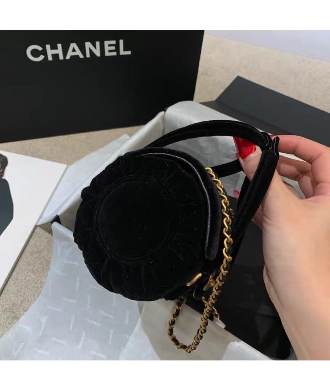 CHANEL Черная бархатная сумка с короткими ручками, фото 5