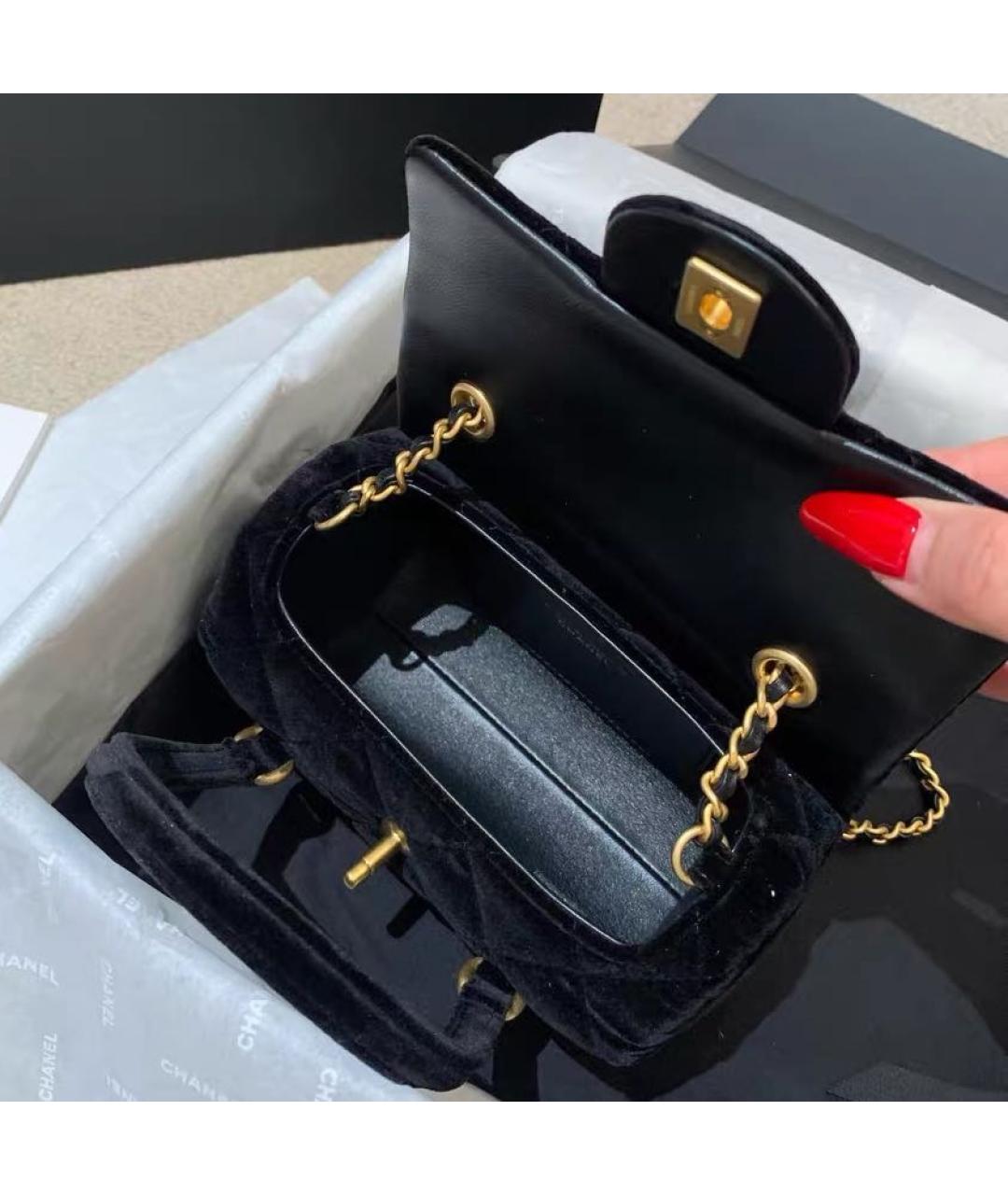CHANEL Черная бархатная сумка с короткими ручками, фото 8