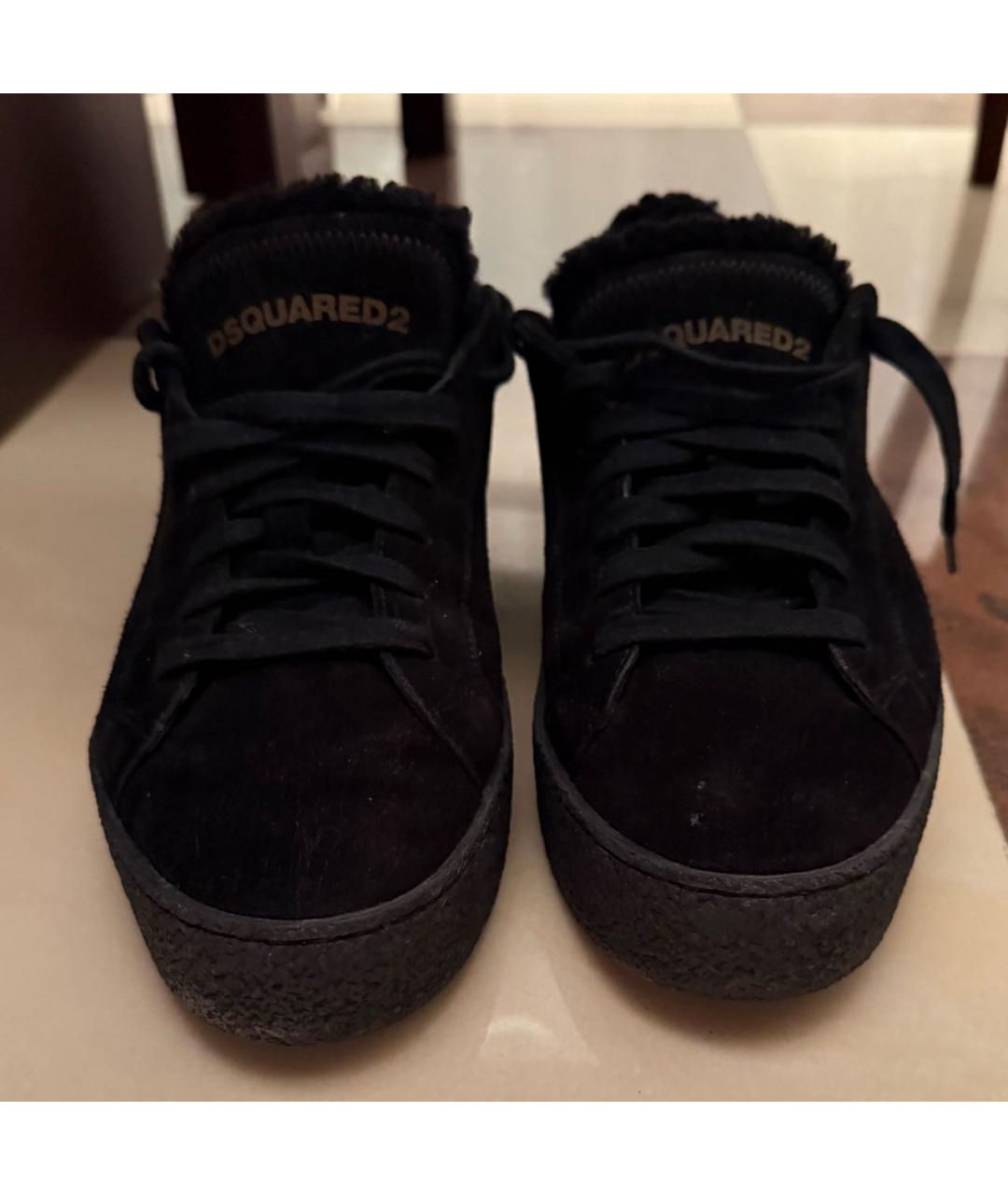 DSQUARED2 Черные замшевые низкие кроссовки / кеды, фото 2