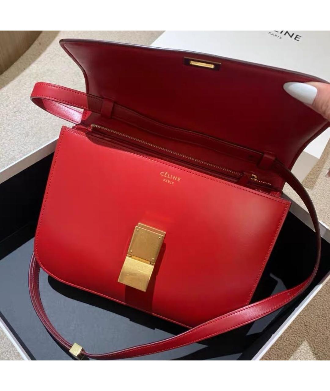 CELINE Красная кожаная сумка через плечо, фото 6