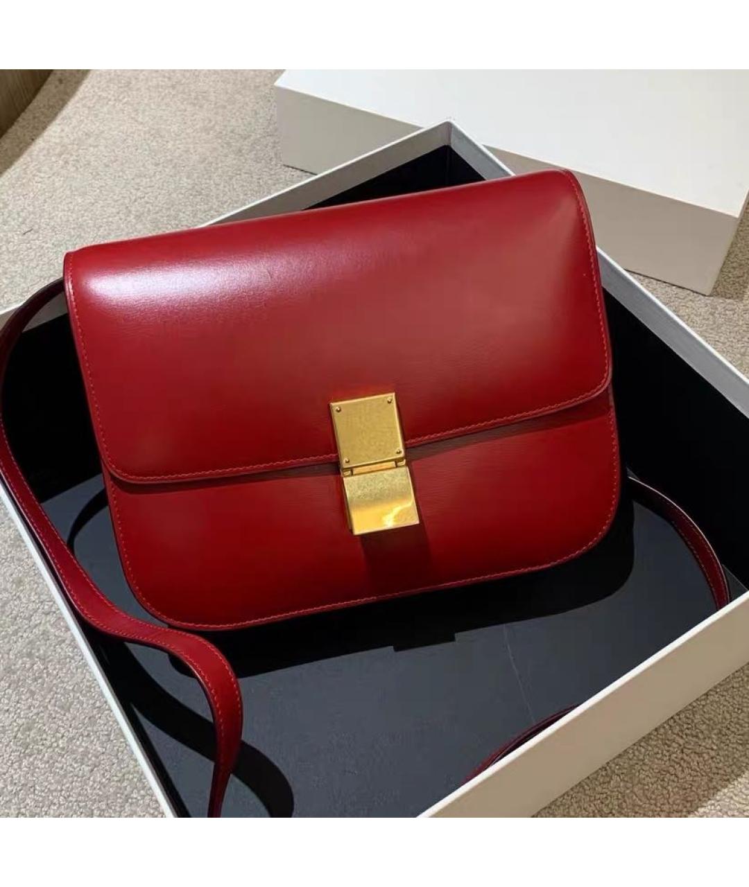 CELINE Красная кожаная сумка через плечо, фото 2