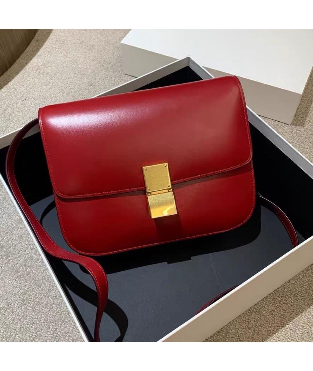 CELINE Красная кожаная сумка через плечо, фото 8