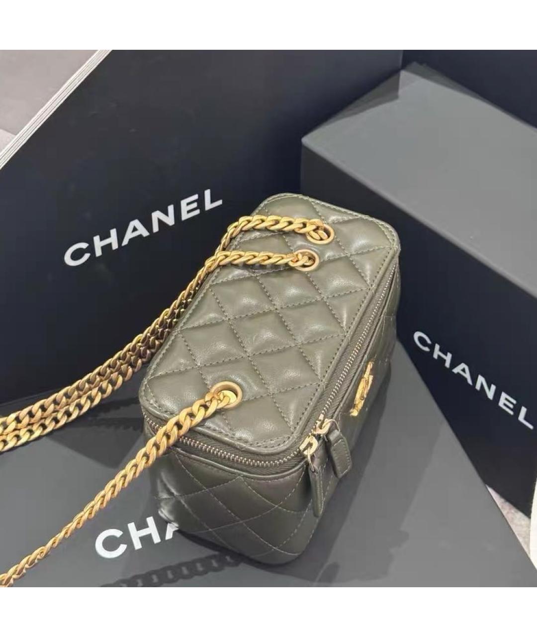 CHANEL Хаки кожаная сумка через плечо, фото 6