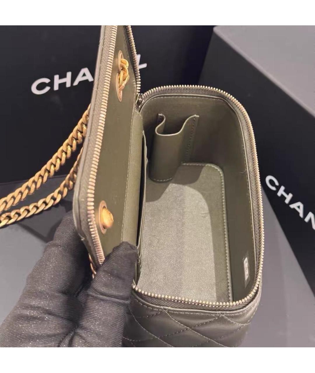 CHANEL Хаки кожаная сумка через плечо, фото 7