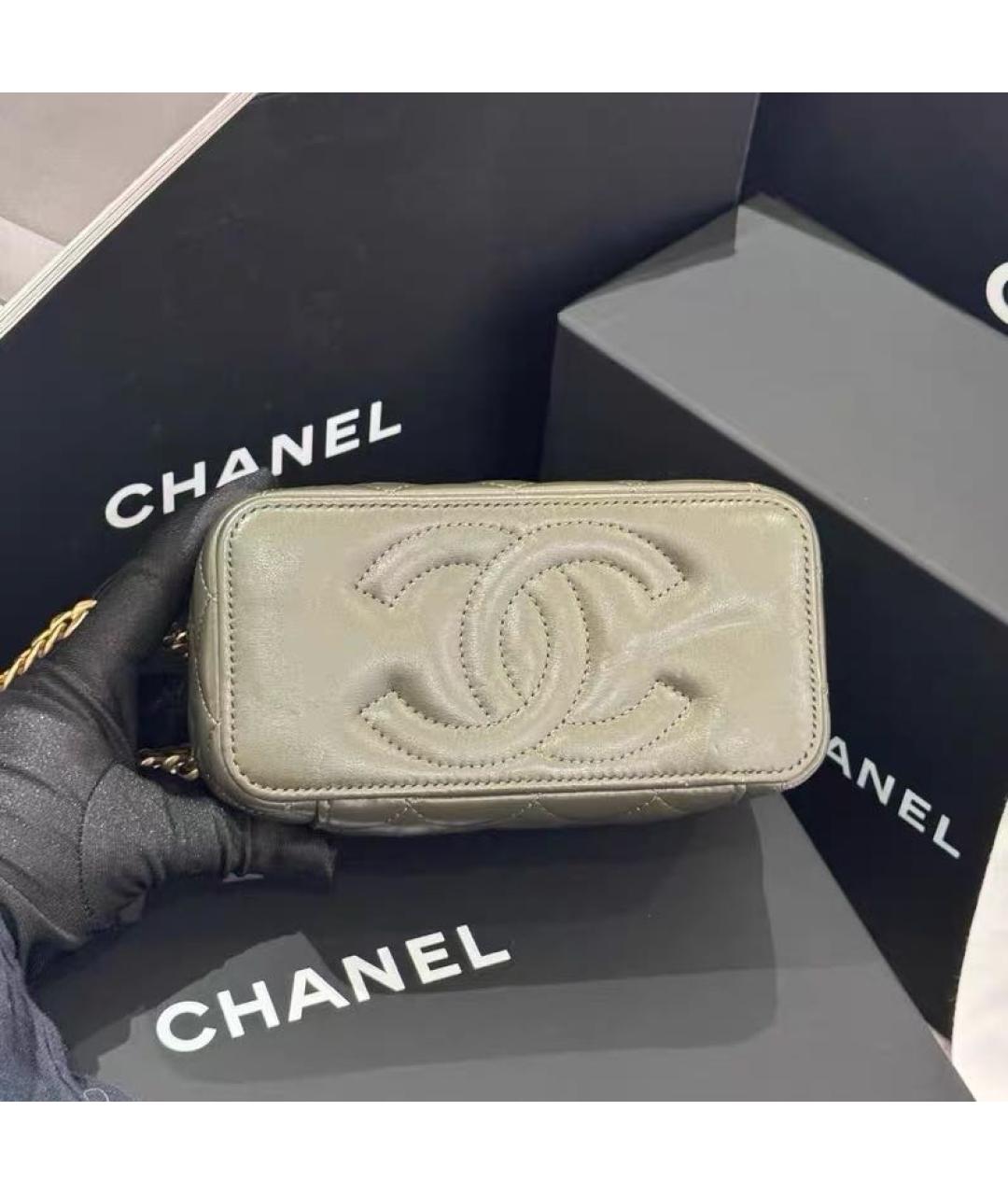 CHANEL Хаки кожаная сумка через плечо, фото 5