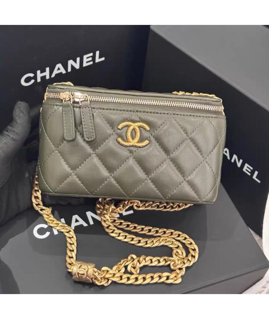 CHANEL Хаки кожаная сумка через плечо, фото 2