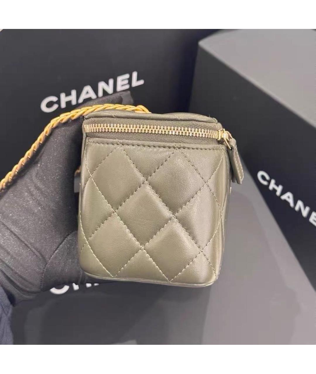 CHANEL Хаки кожаная сумка через плечо, фото 4