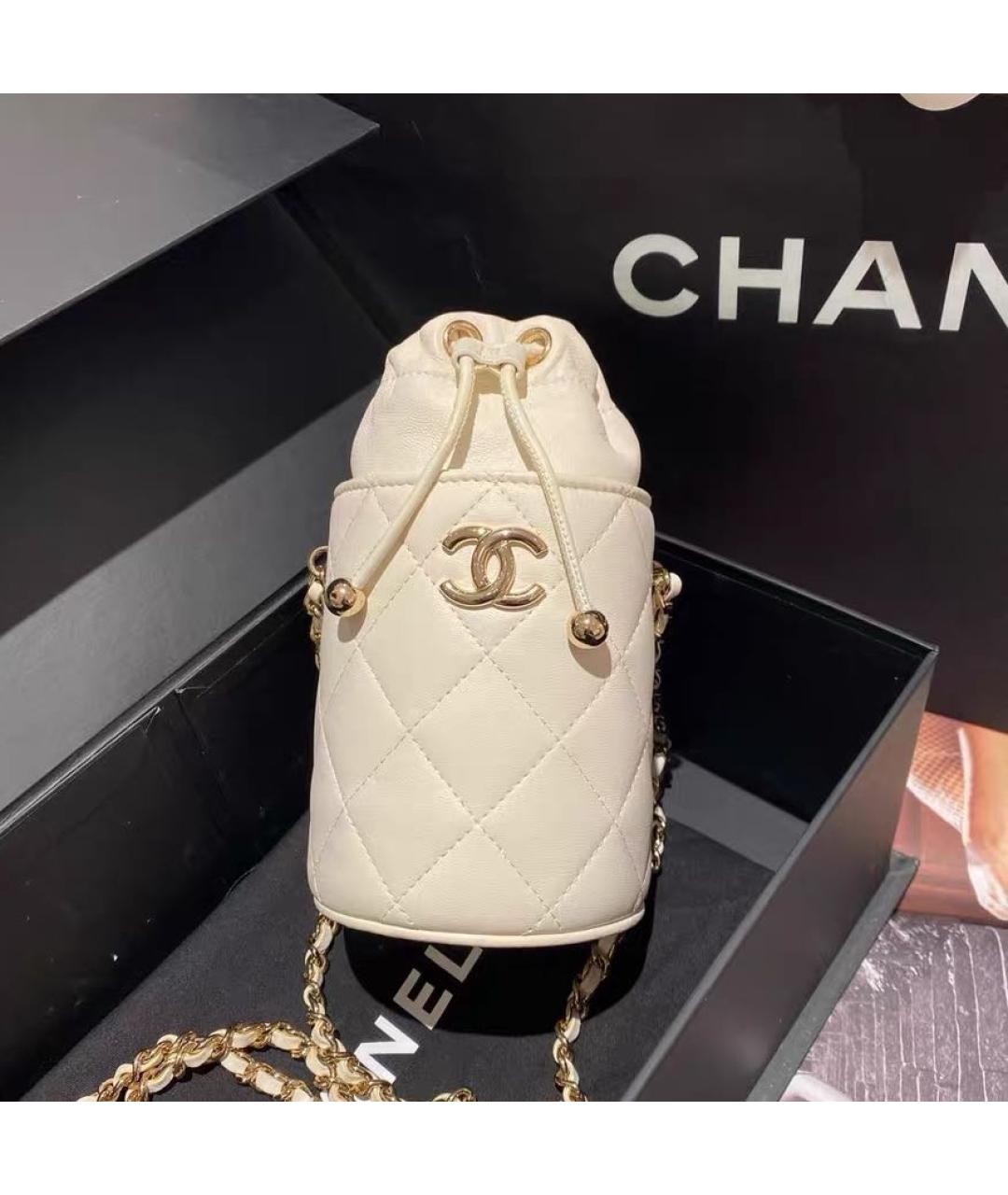 CHANEL Белая кожаная сумка через плечо, фото 8
