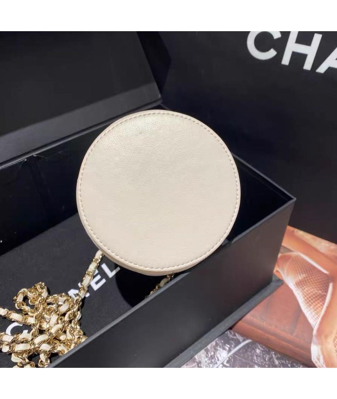 CHANEL Белая кожаная сумка через плечо, фото 6