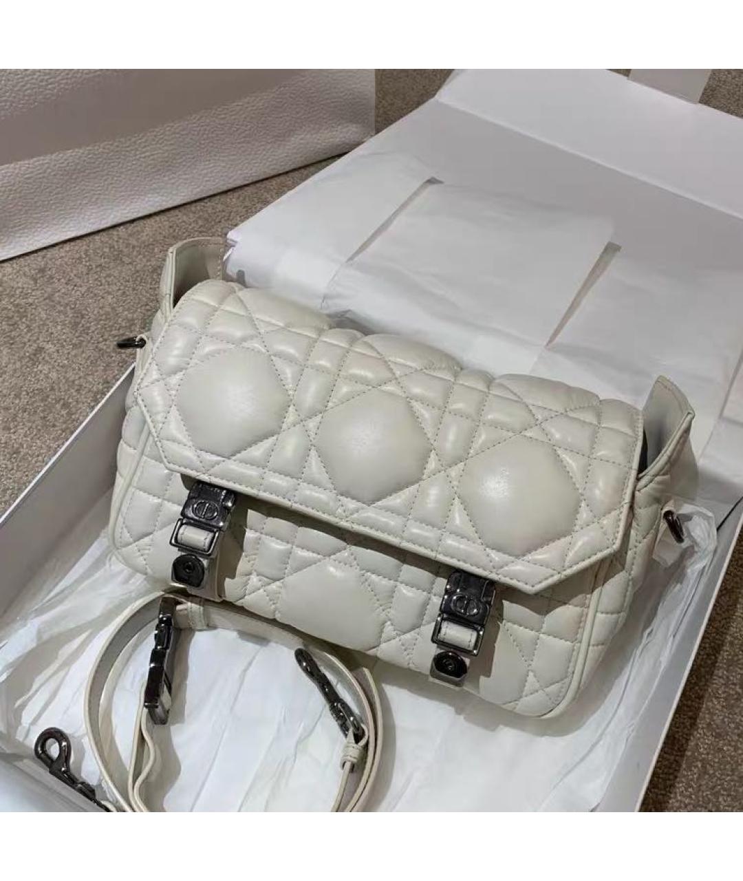 CHRISTIAN DIOR Белая кожаная сумка через плечо, фото 8