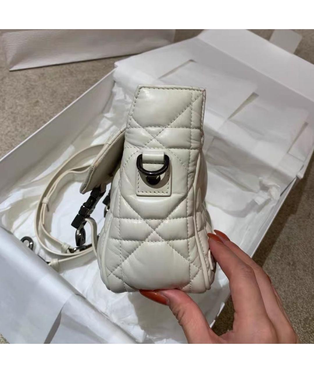 CHRISTIAN DIOR Белая кожаная сумка через плечо, фото 3