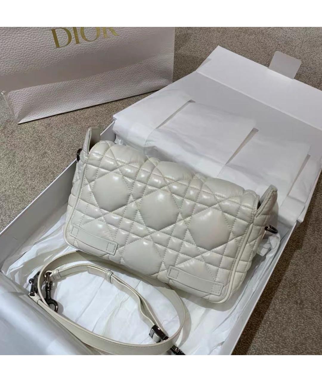 CHRISTIAN DIOR Белая кожаная сумка через плечо, фото 4