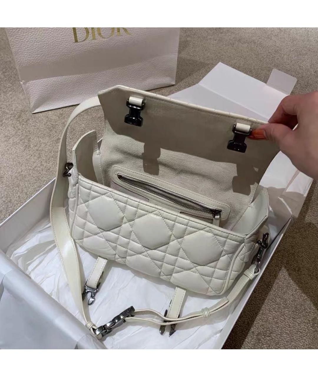 CHRISTIAN DIOR Белая кожаная сумка через плечо, фото 6