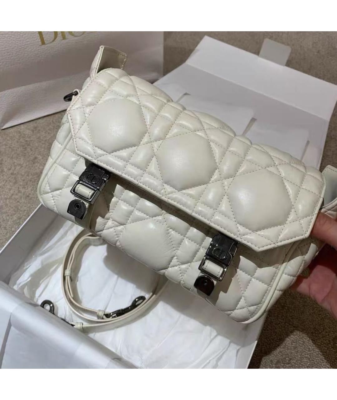 CHRISTIAN DIOR Белая кожаная сумка через плечо, фото 2