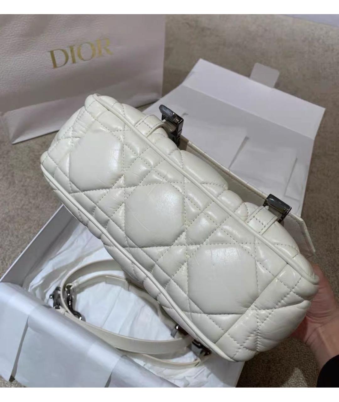 CHRISTIAN DIOR Белая кожаная сумка через плечо, фото 5