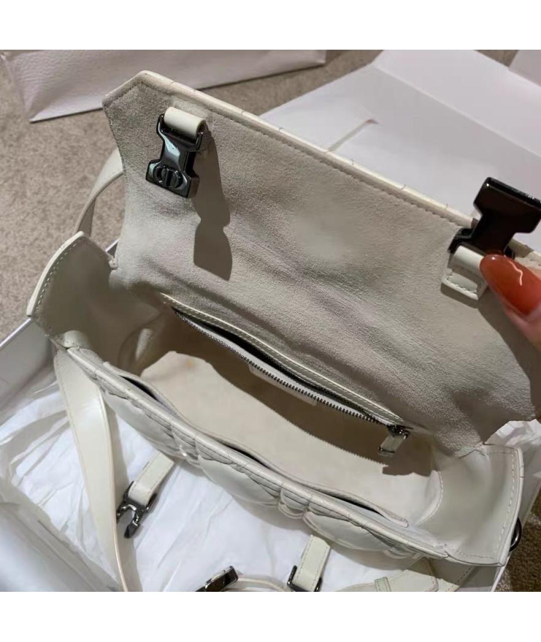 CHRISTIAN DIOR Белая кожаная сумка через плечо, фото 7