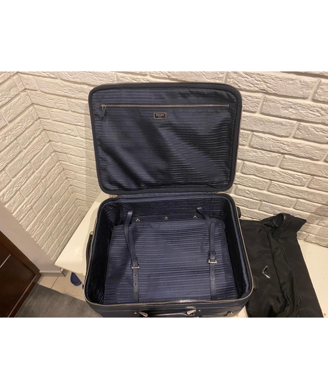 PRADA Синий кожаный чемодан, фото 4