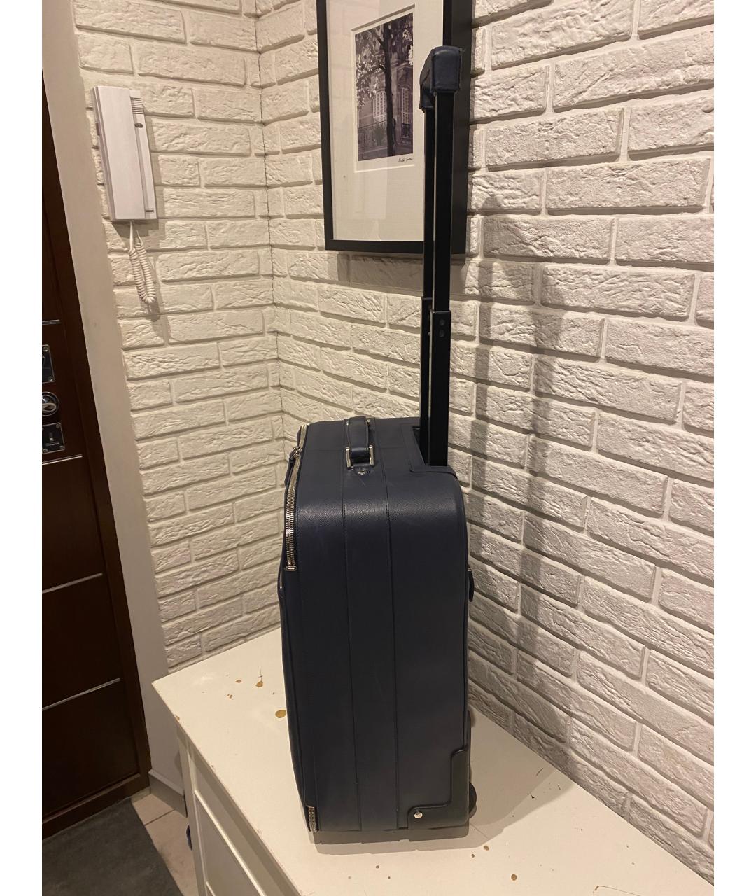 PRADA Синий кожаный чемодан, фото 5