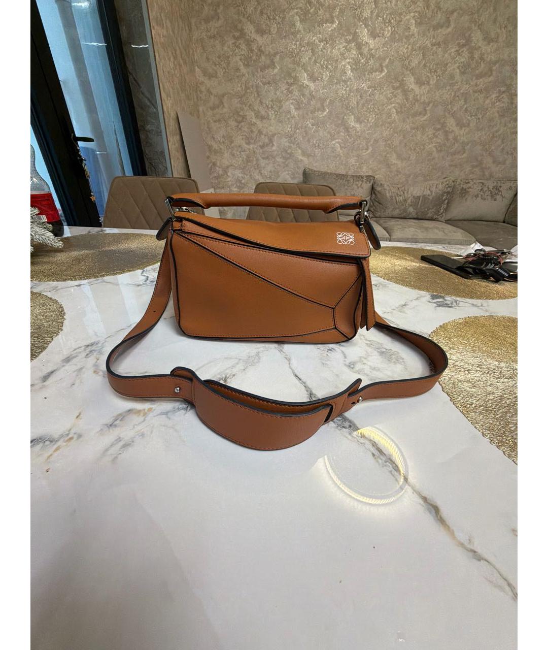 LOEWE Коричневая кожаная сумка через плечо, фото 9