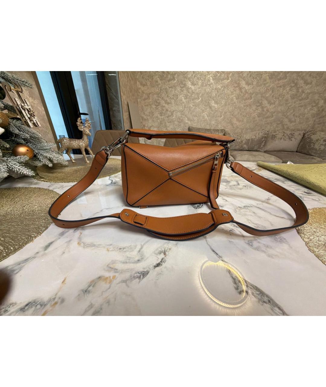 LOEWE Коричневая кожаная сумка через плечо, фото 3