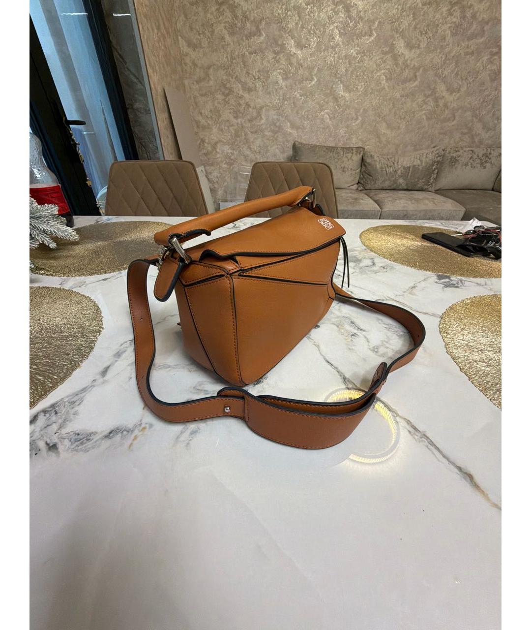 LOEWE Коричневая кожаная сумка через плечо, фото 2