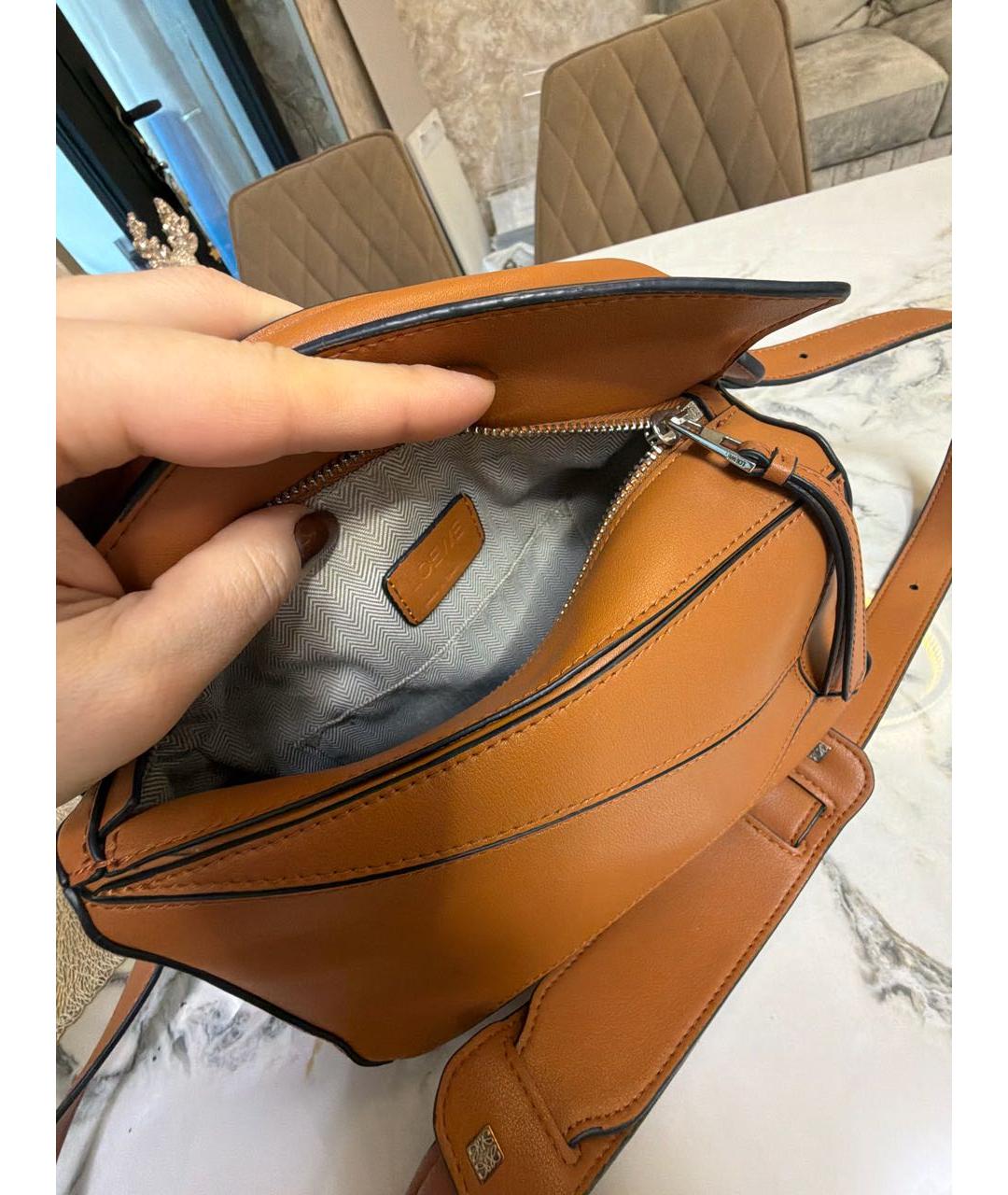 LOEWE Коричневая кожаная сумка через плечо, фото 4