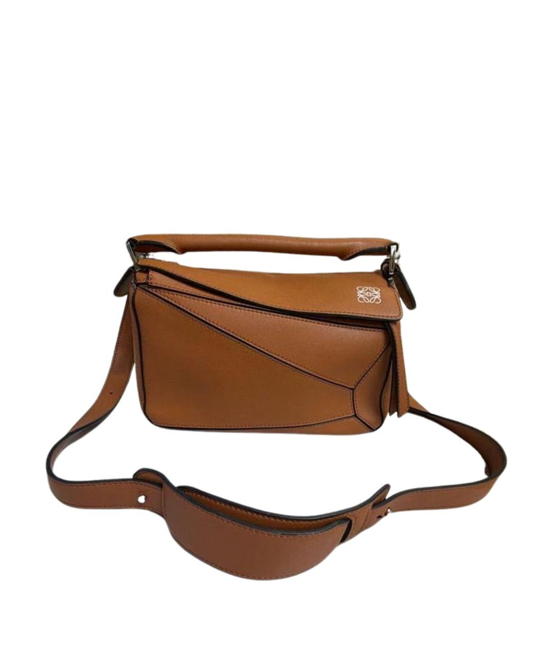 LOEWE Коричневая кожаная сумка через плечо, фото 1