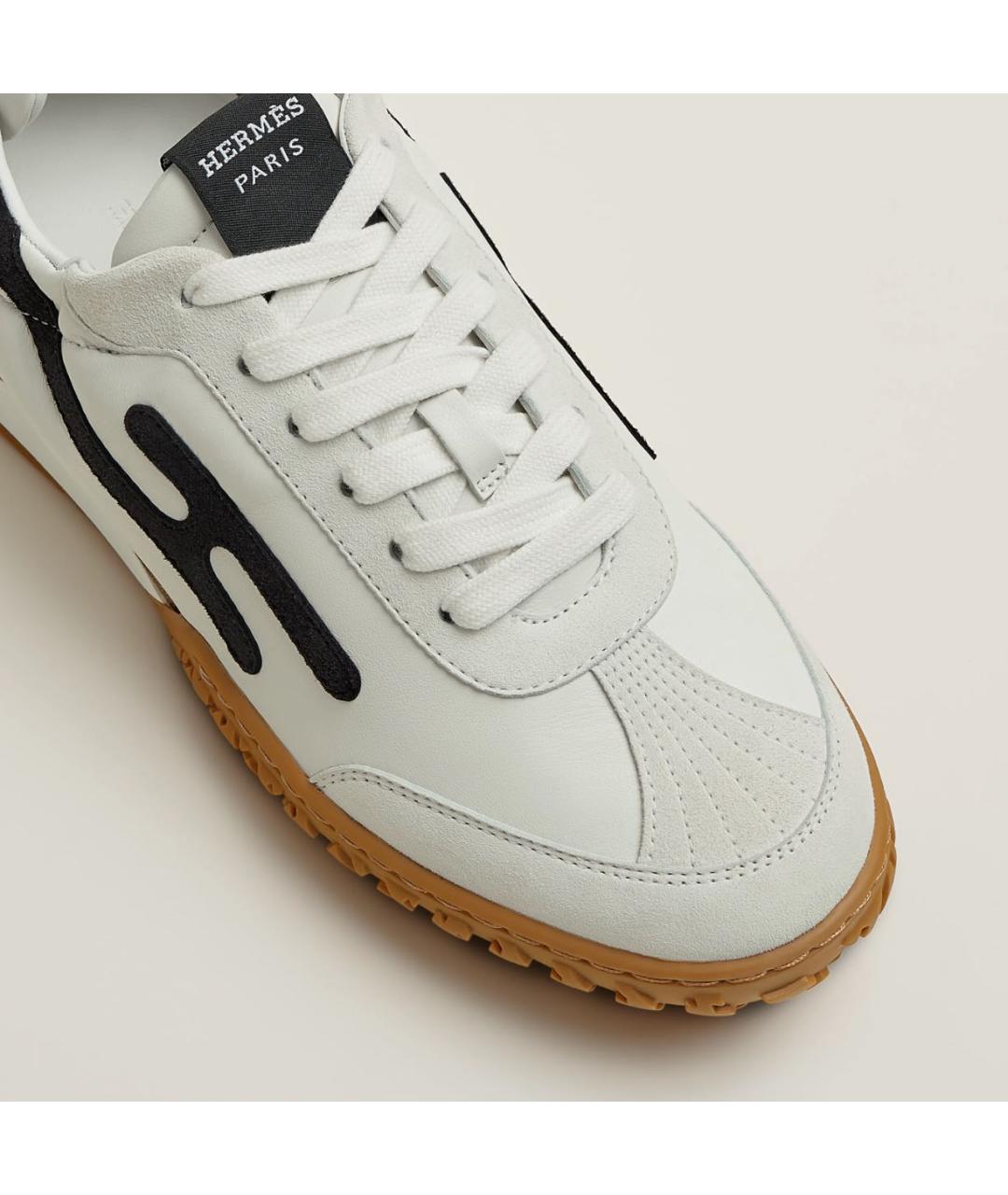 HERMES Белые кожаные кеды, фото 3