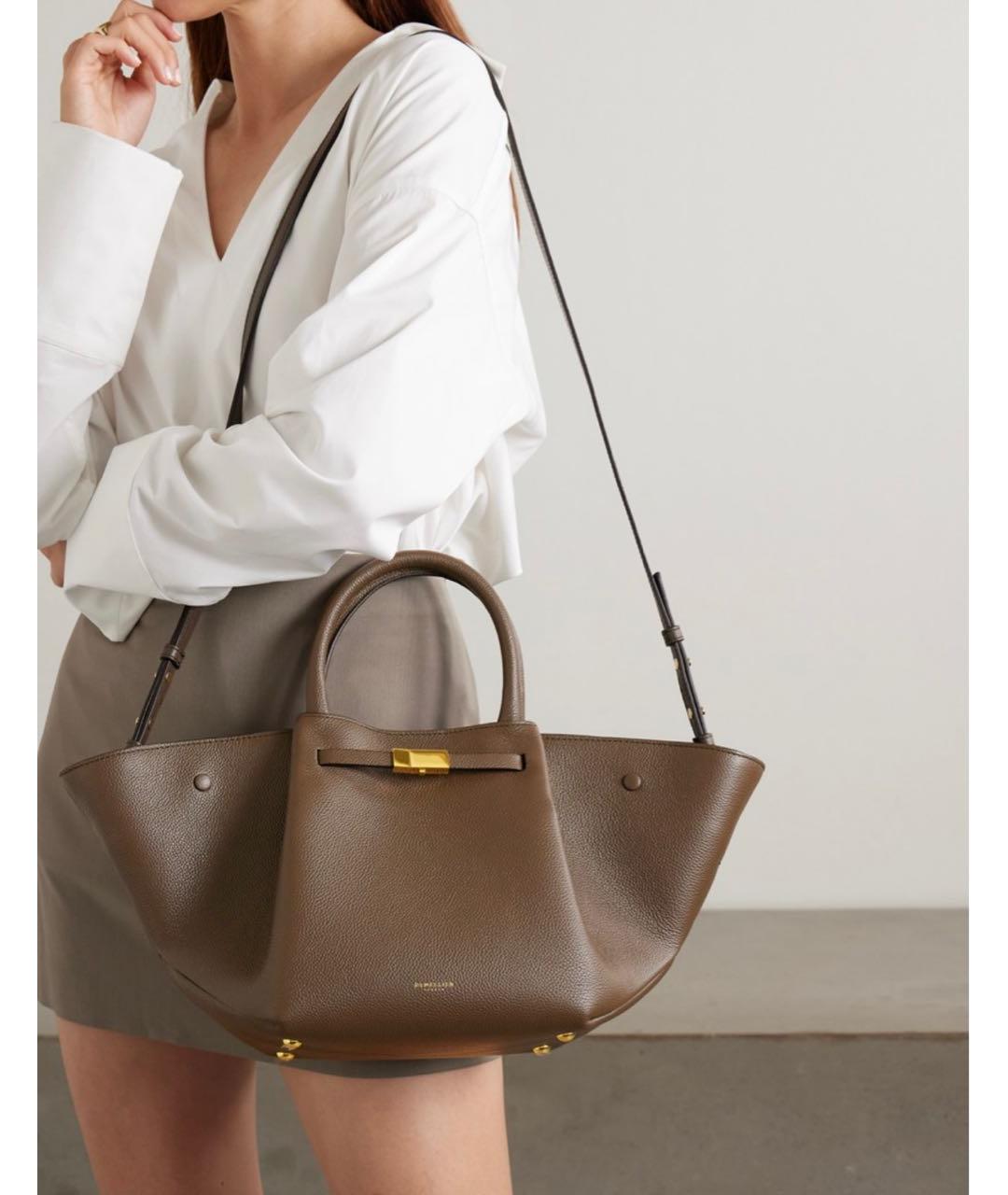 DEMELLIER Коричневая кожаная сумка с короткими ручками, фото 8