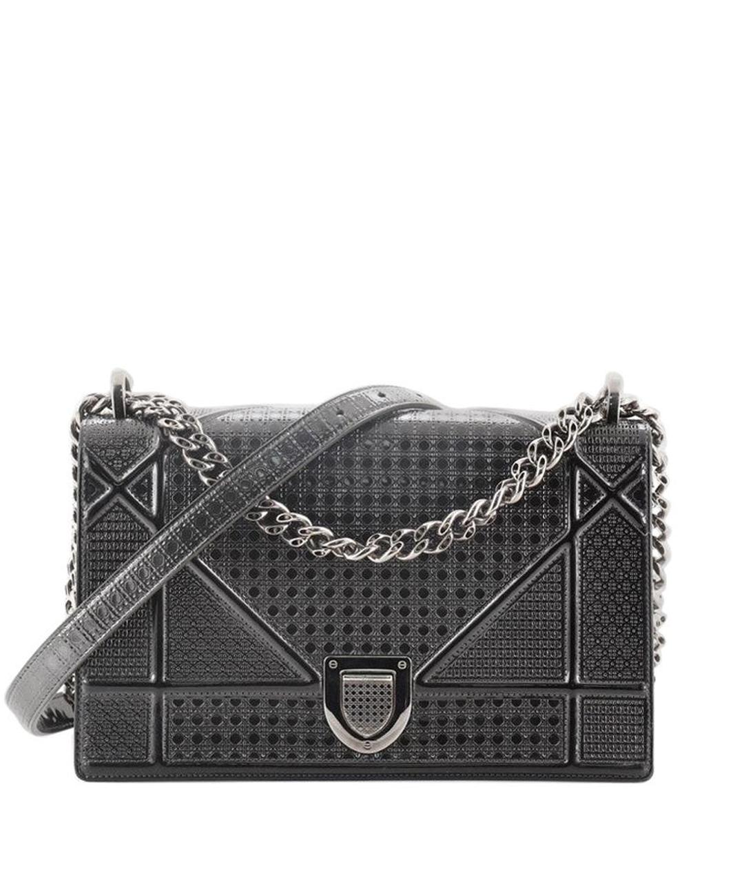 CHRISTIAN DIOR Антрацитовая сумка через плечо из лакированной кожи, фото 1