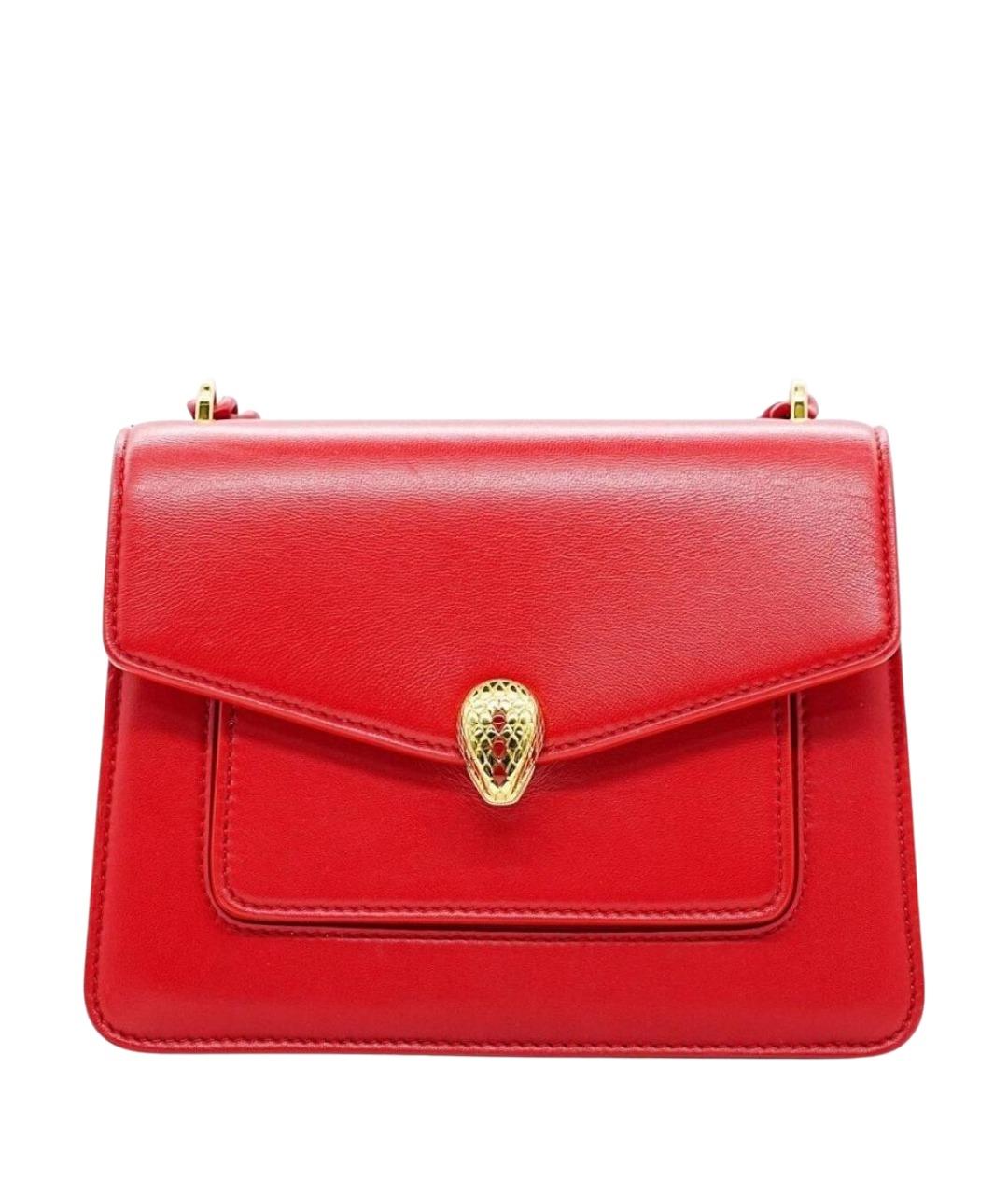 BVLGARI Красная кожаная сумка через плечо, фото 1