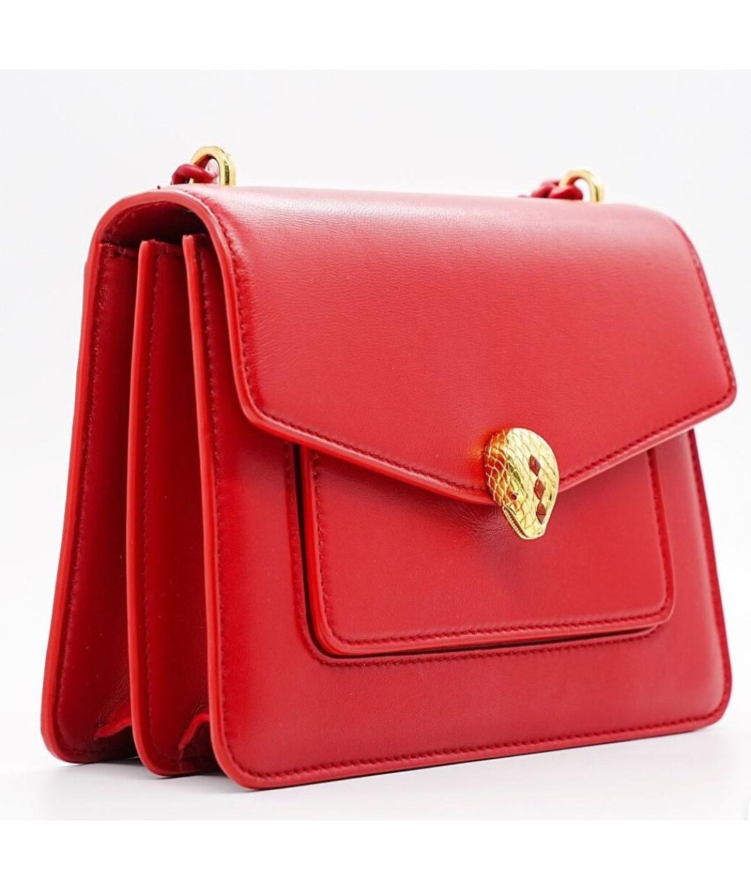 BVLGARI Красная кожаная сумка через плечо, фото 4
