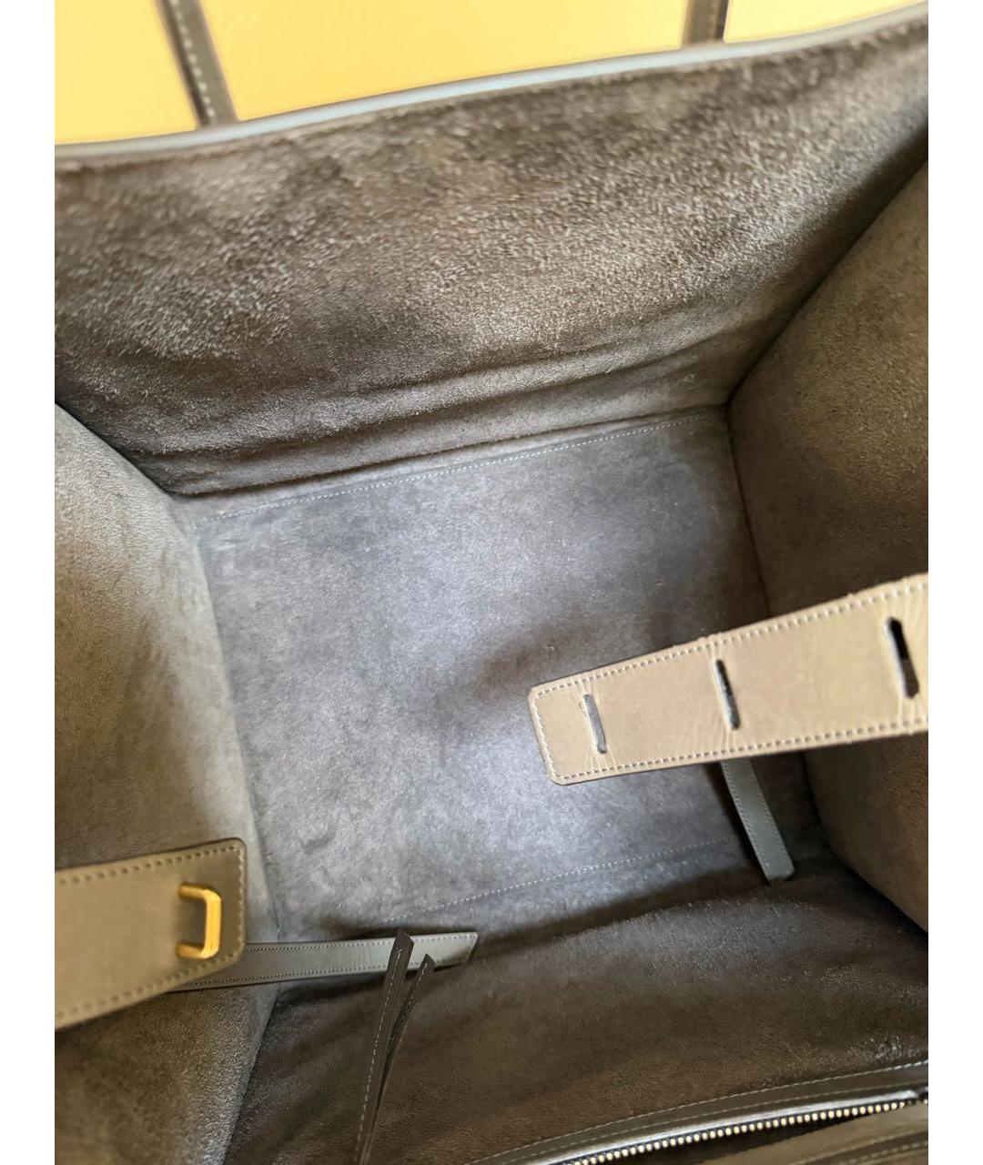 CELINE Антрацитовая кожаная сумка с короткими ручками, фото 4