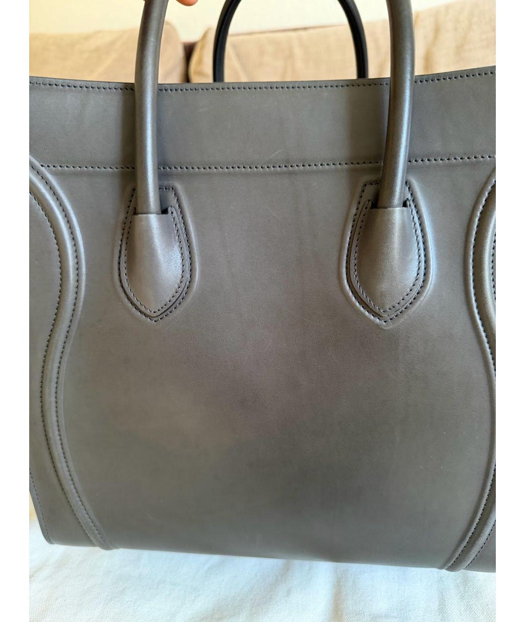 CELINE Антрацитовая кожаная сумка с короткими ручками, фото 3