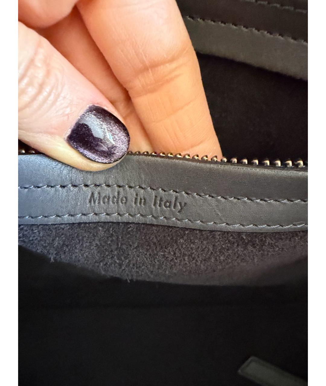 CELINE Антрацитовая кожаная сумка с короткими ручками, фото 8