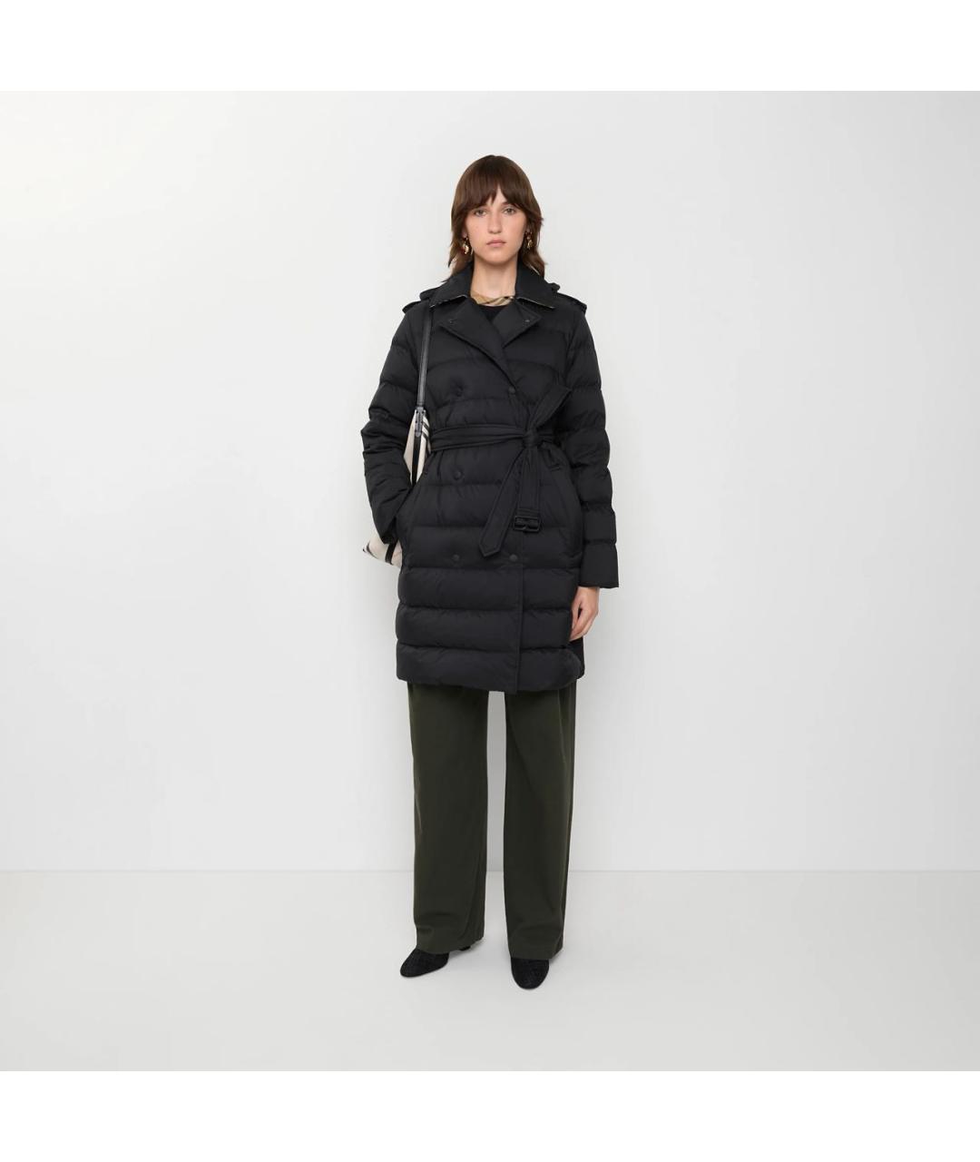 BURBERRY Черный полиамидовый пуховик, фото 7