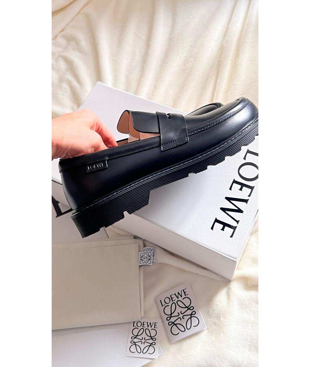 LOEWE Черные кожаные лоферы, фото 5