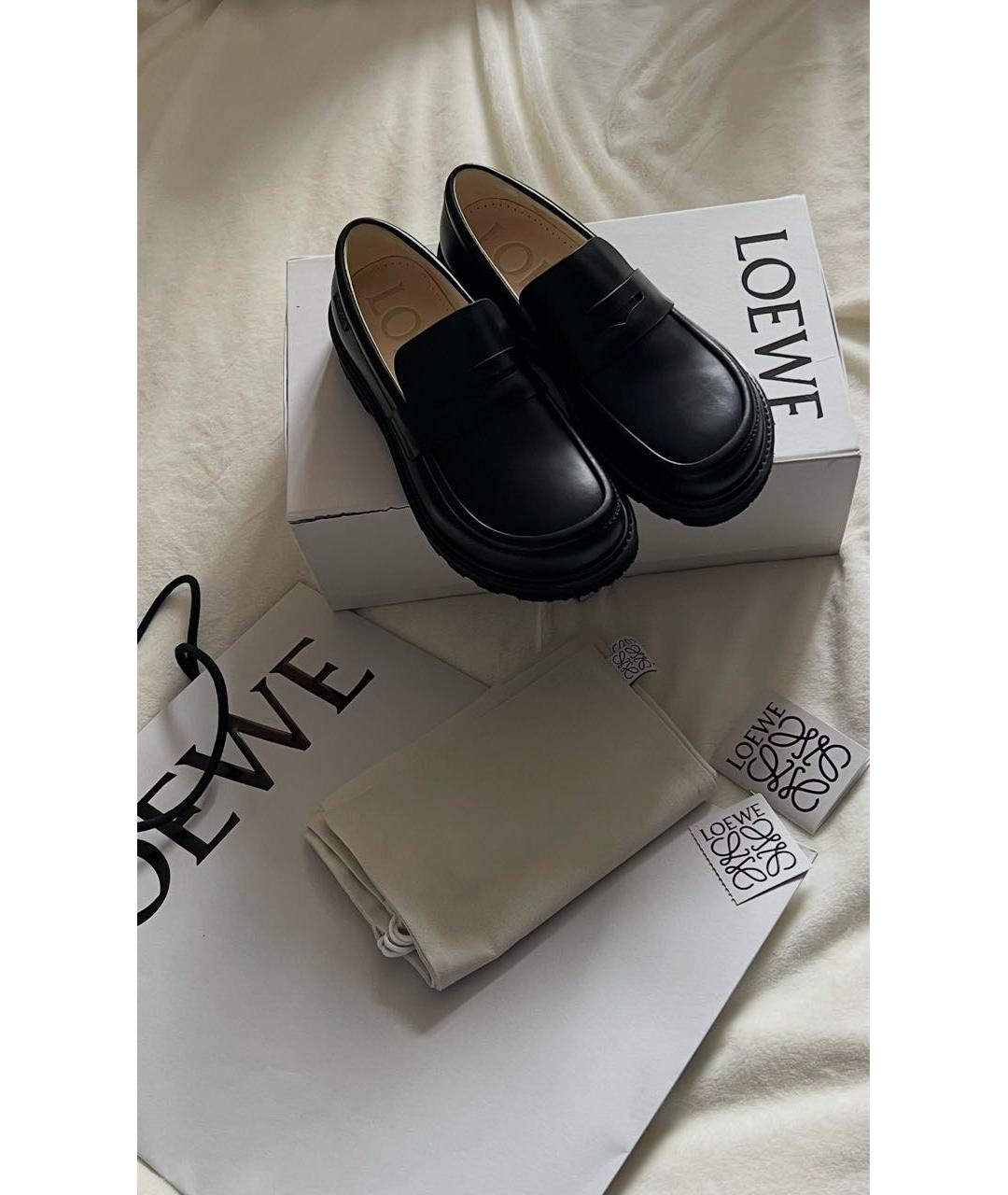 LOEWE Черные кожаные лоферы, фото 3