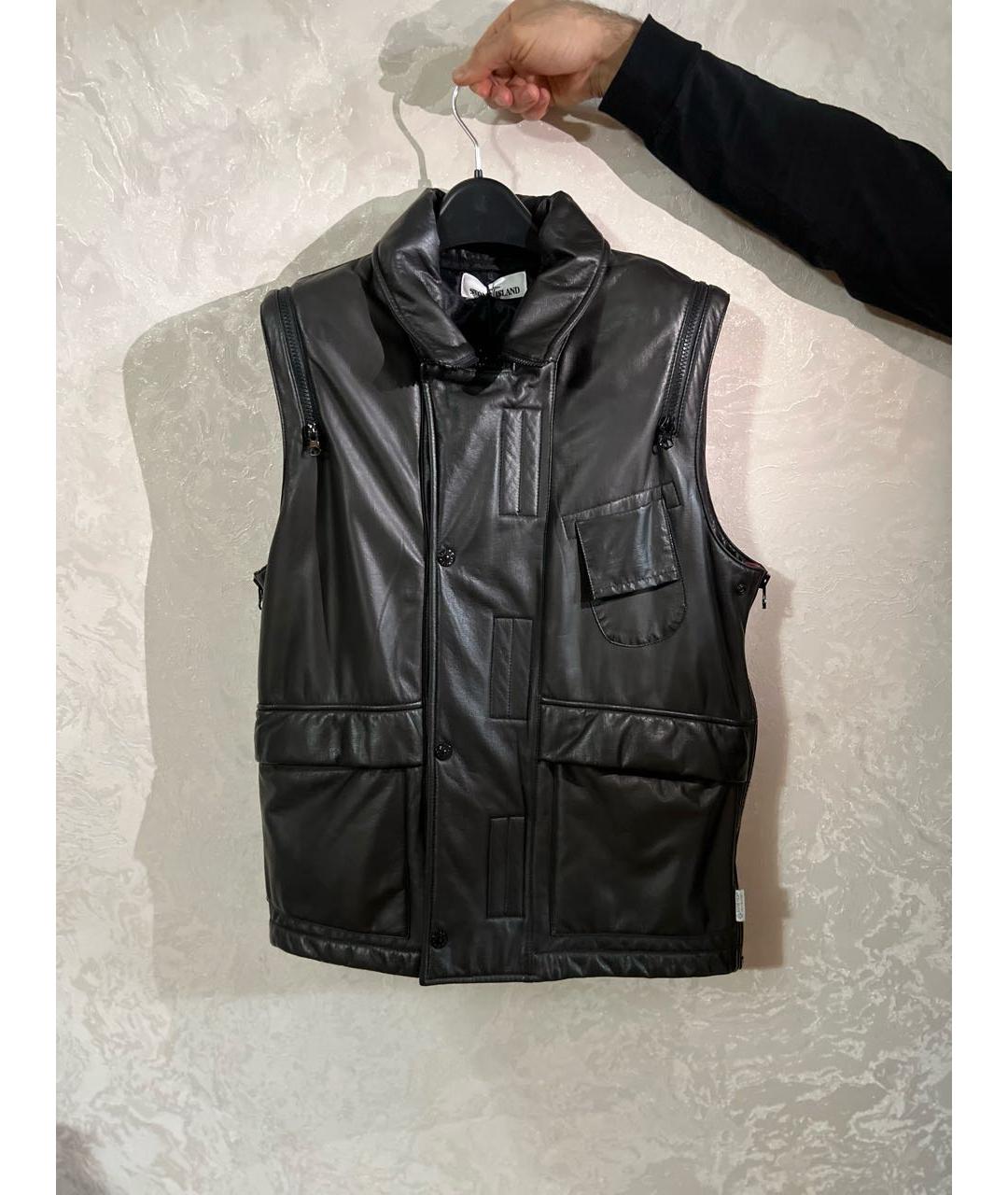 STONE ISLAND Черный кожаный жилет, фото 9