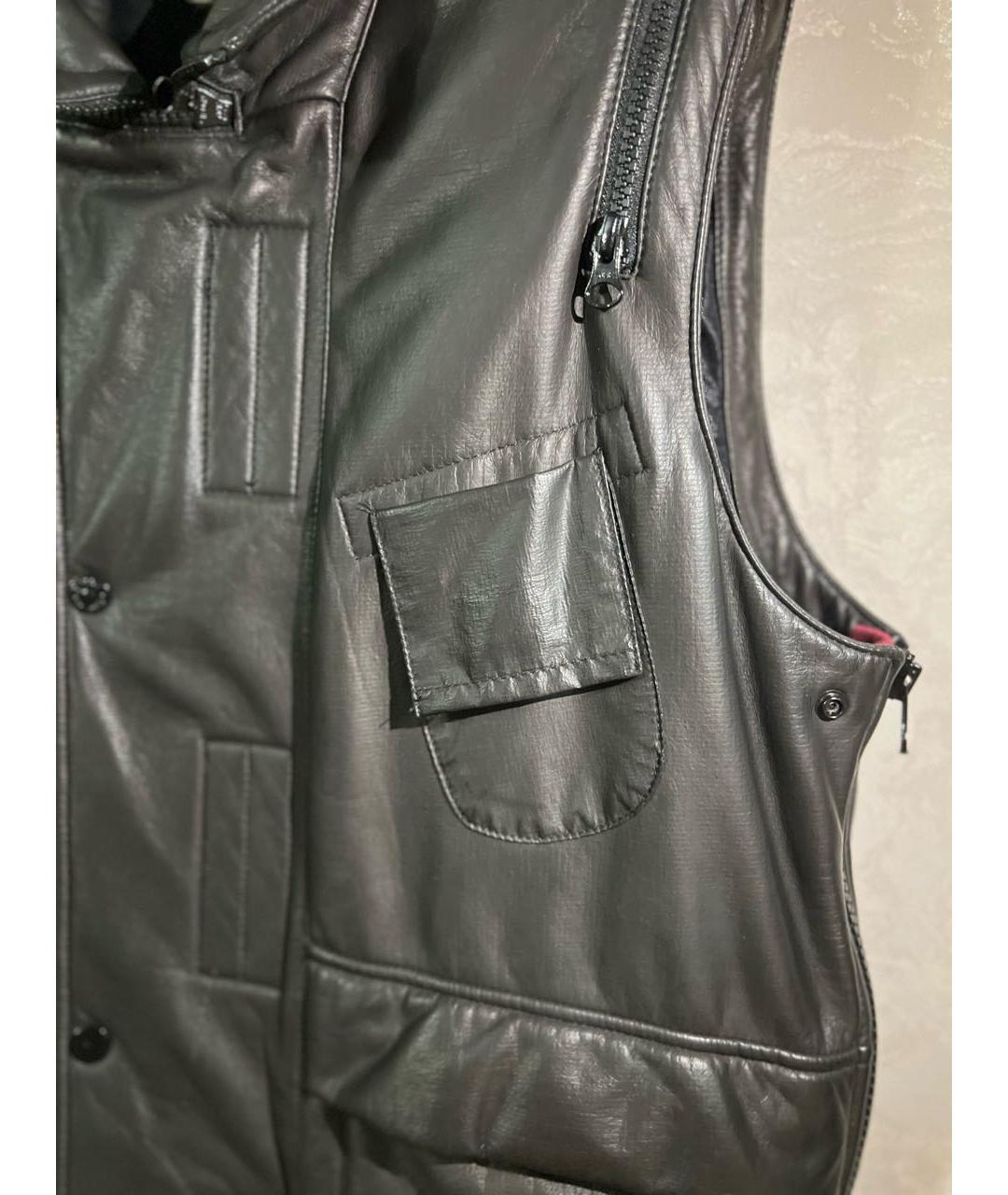STONE ISLAND Черный кожаный жилет, фото 6