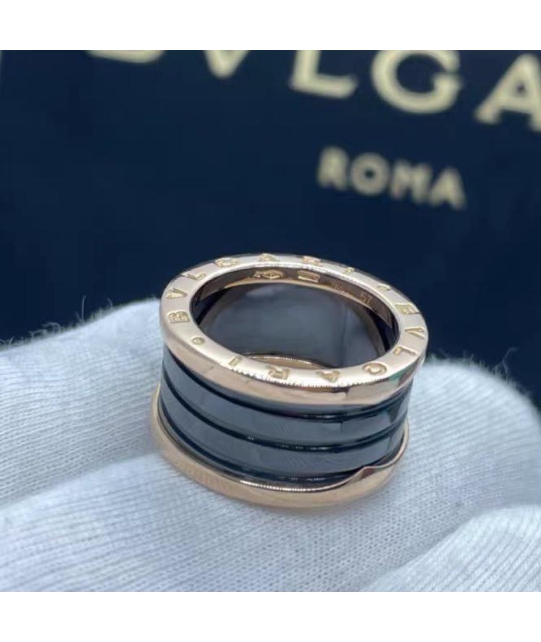 BVLGARI Черное кольцо из розового золота, фото 6