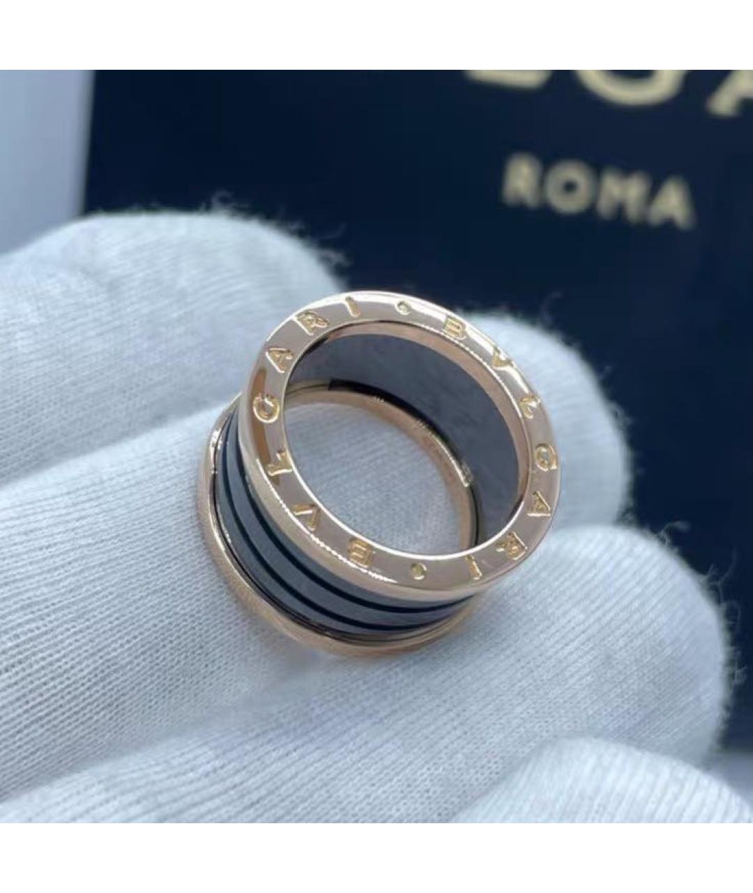 BVLGARI Черное кольцо из розового золота, фото 4