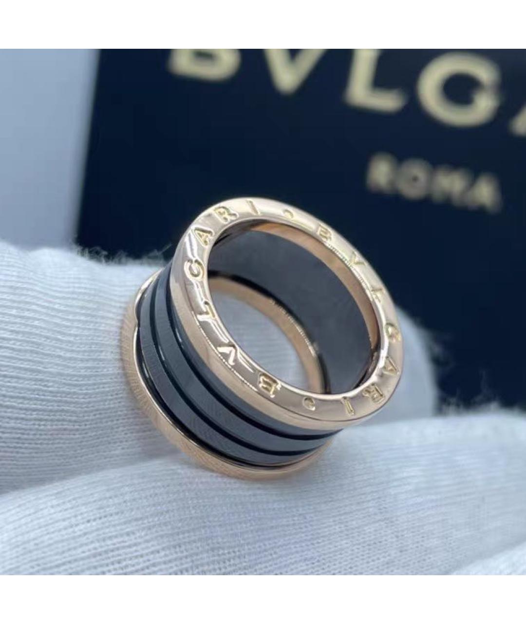 BVLGARI Черное кольцо из розового золота, фото 2