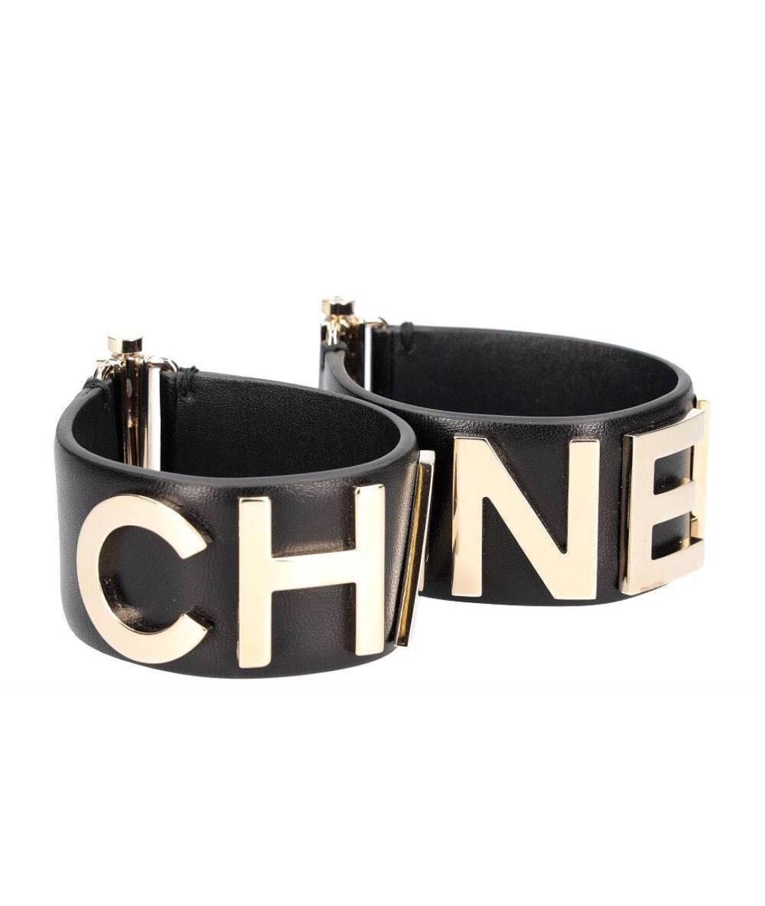 CHANEL Черный кожаный браслет, фото 1