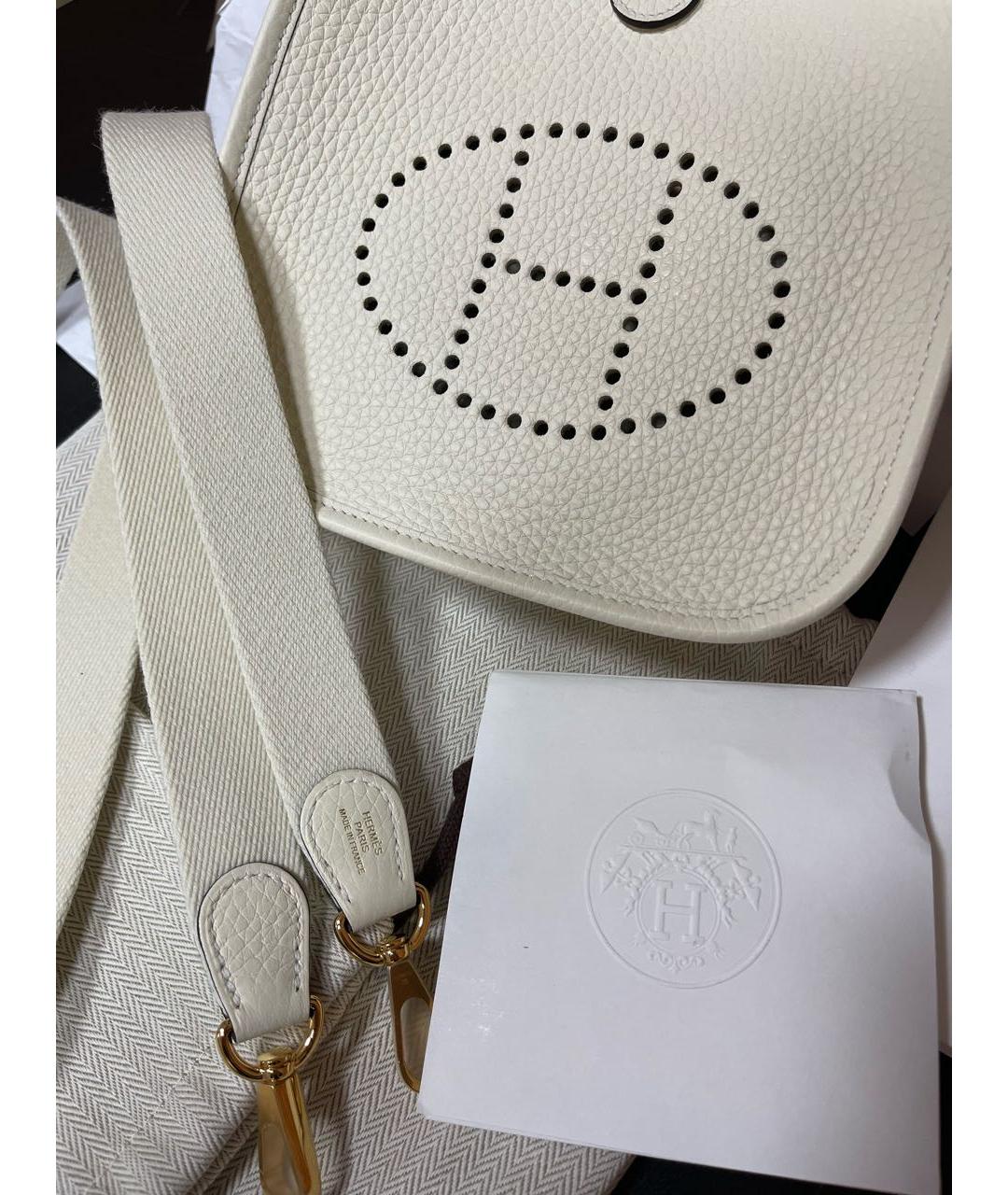 HERMES Белая кожаная сумка через плечо, фото 5