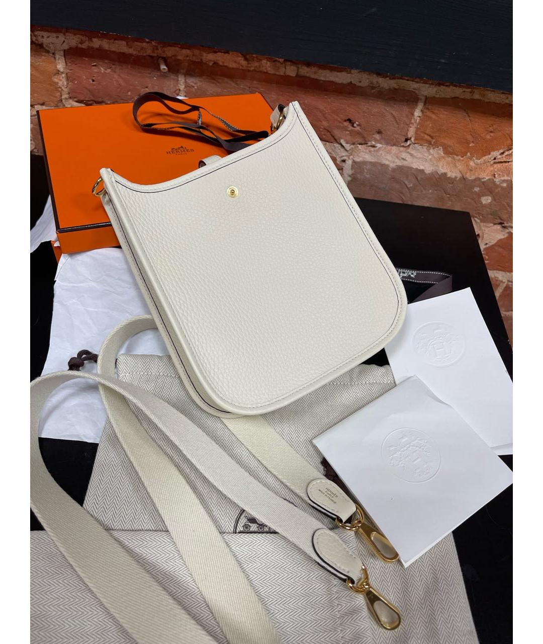 HERMES Белая кожаная сумка через плечо, фото 2